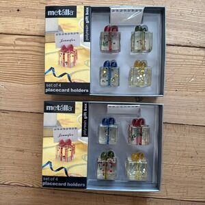 8 Vintage Gift Christmas Birthday Name Card Place Card Holders Clear Glitter